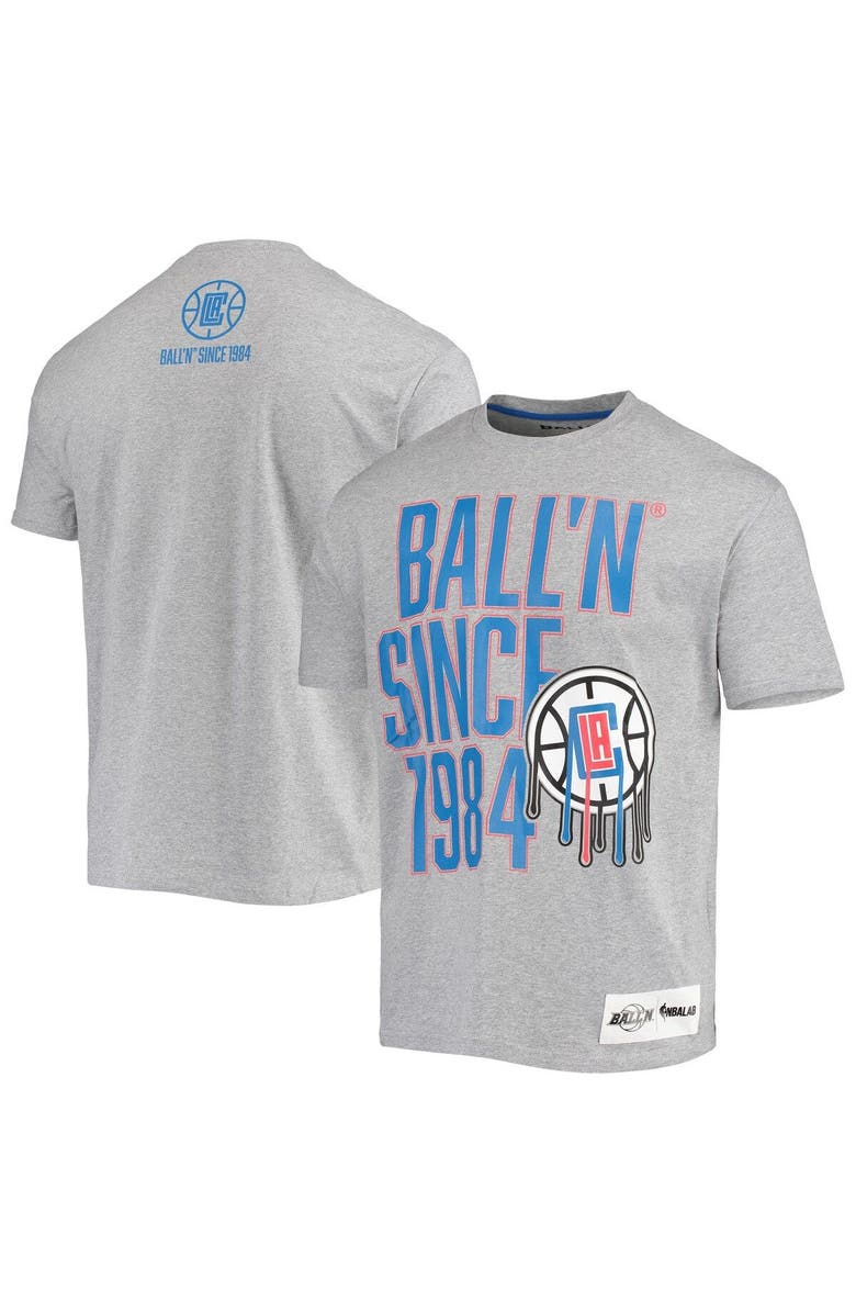 BALL'N Men's BALL'N Heathered Gray LA Clippers Since 1984 T-Shirt, Main, color, 