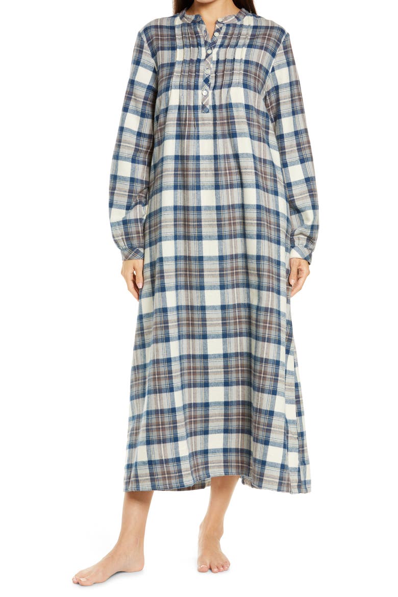 Scotch Plaid Flannel Nightgown, Main, color, INDIGO TARTAN