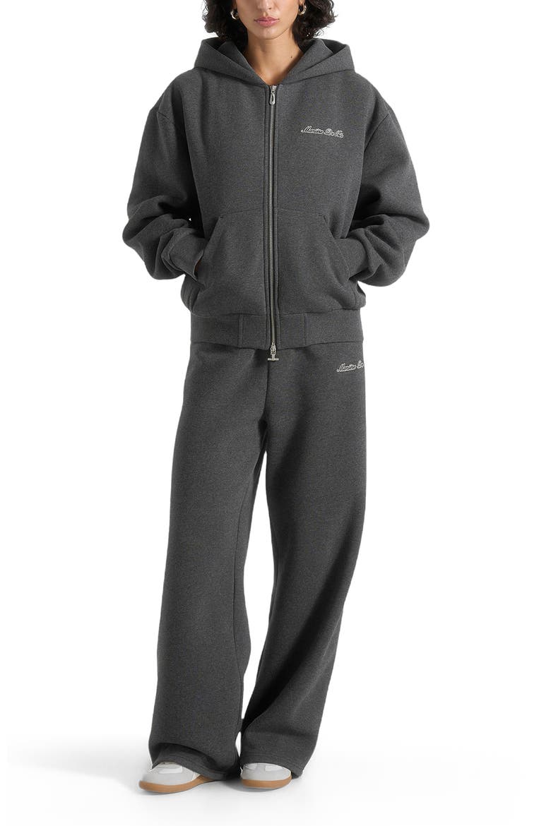 Unisex Signature Relaxed Fit Zip Hoodie, Alternate, color, Charcoal Grey