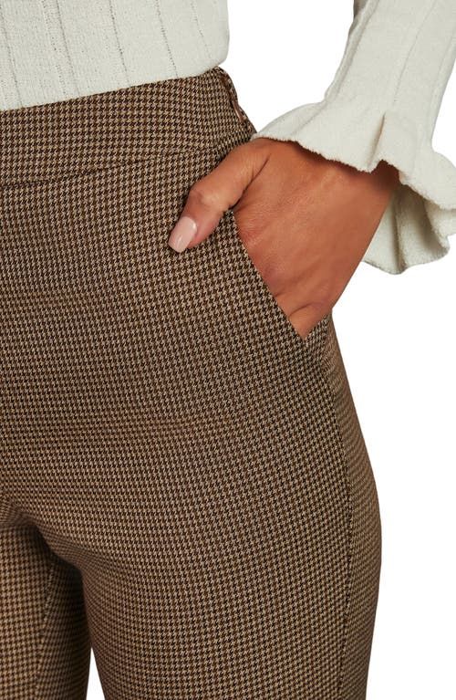 Vici Collection Noteworthy Houndstooth Check Ankle Flare Pants In Taupe