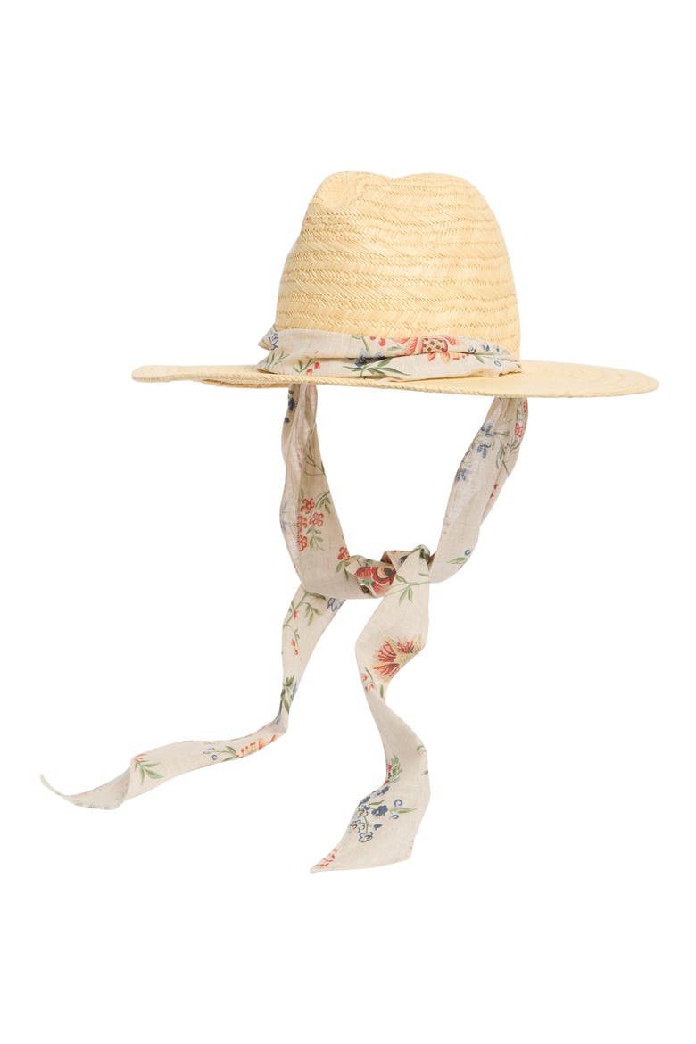 Ribbon Band Straw Panama Hat, Alternate, color, NATURAL/ CREAM VINE FLORAL