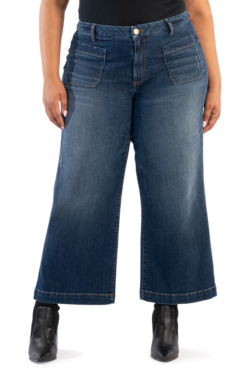 KUT from the Kloth Meg High Waist Ankle Wide Leg Jeans, Main, color, 