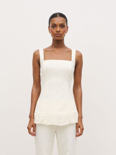 Verona Fringed Tweed Top