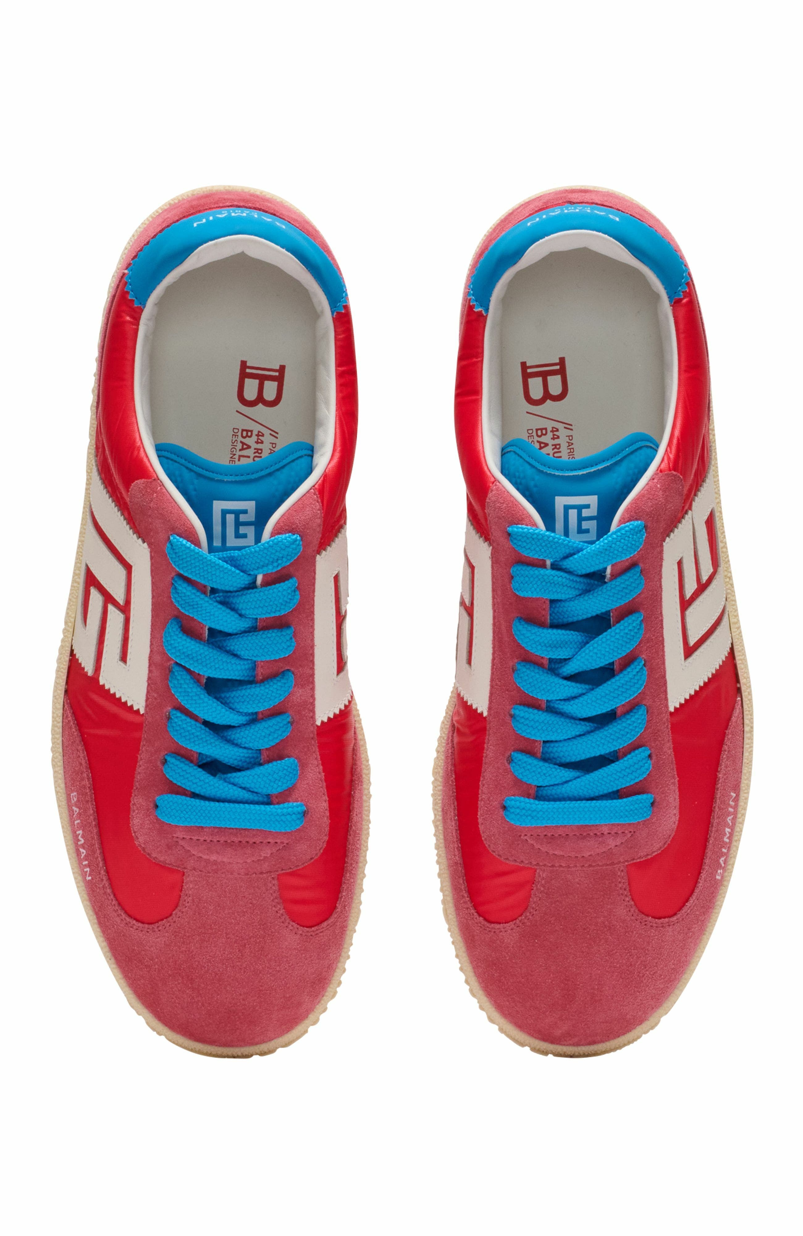 Balmain Swan Trainers In Suede And Nylon, Alternate, color, Red