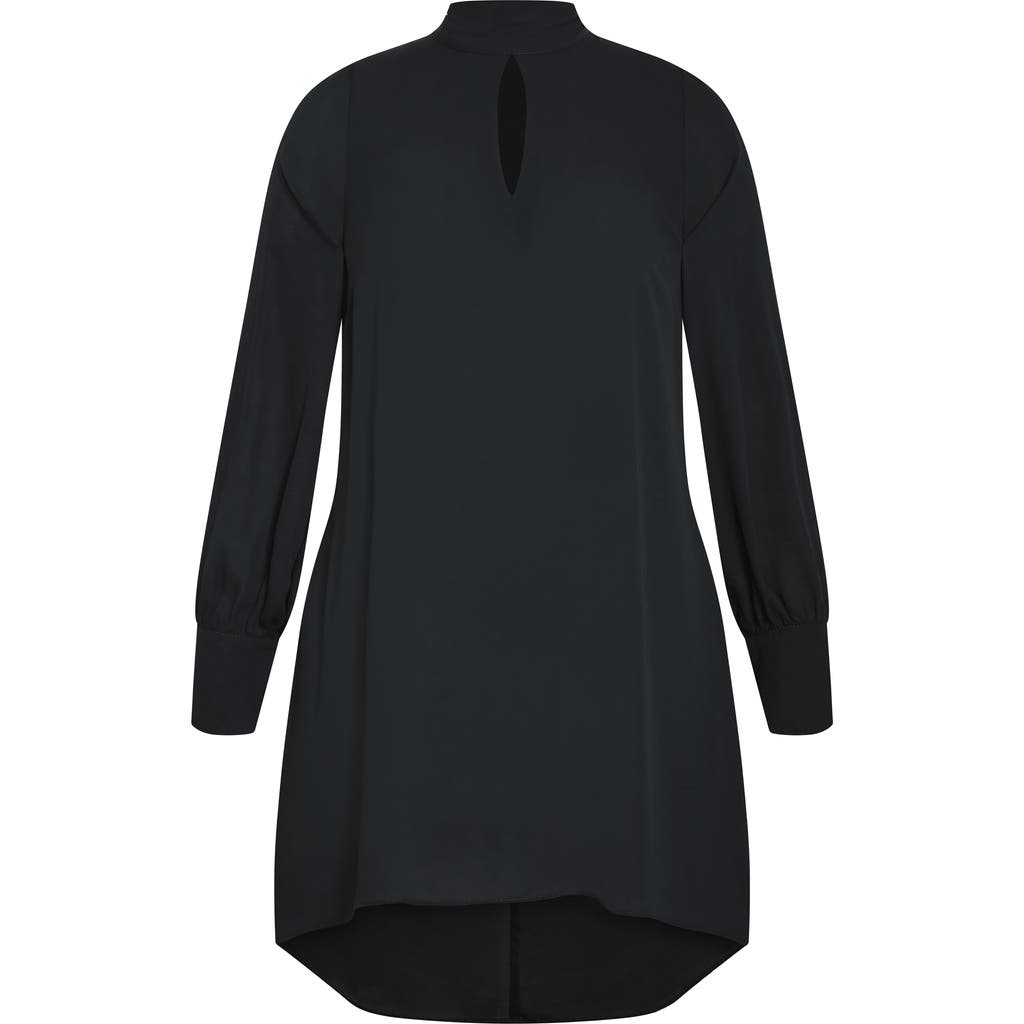 City Chic Bow Tunic Top In Blue