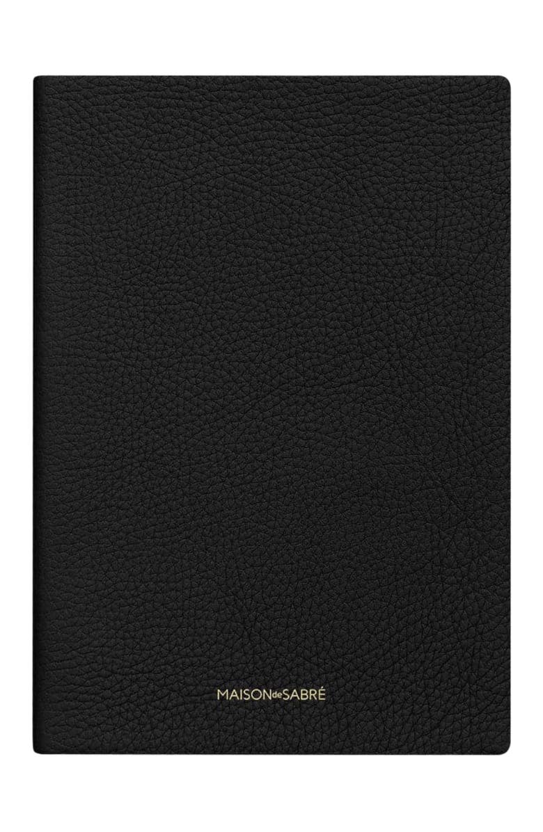 MAISON de SABRÉ Leather Notebook, Main, color, Black Caviar