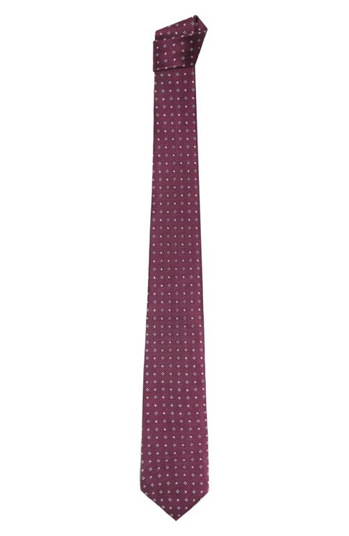 Mango Geometric Medallion Silk Blend Tie In Burgundy