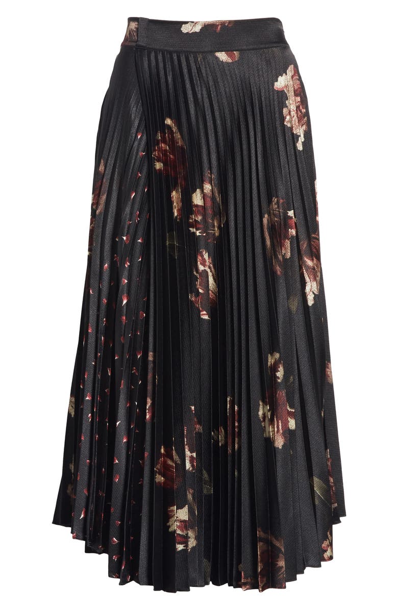 Vince Mixed Tulip Print Pleated Midi Skirt, Alternate, color,