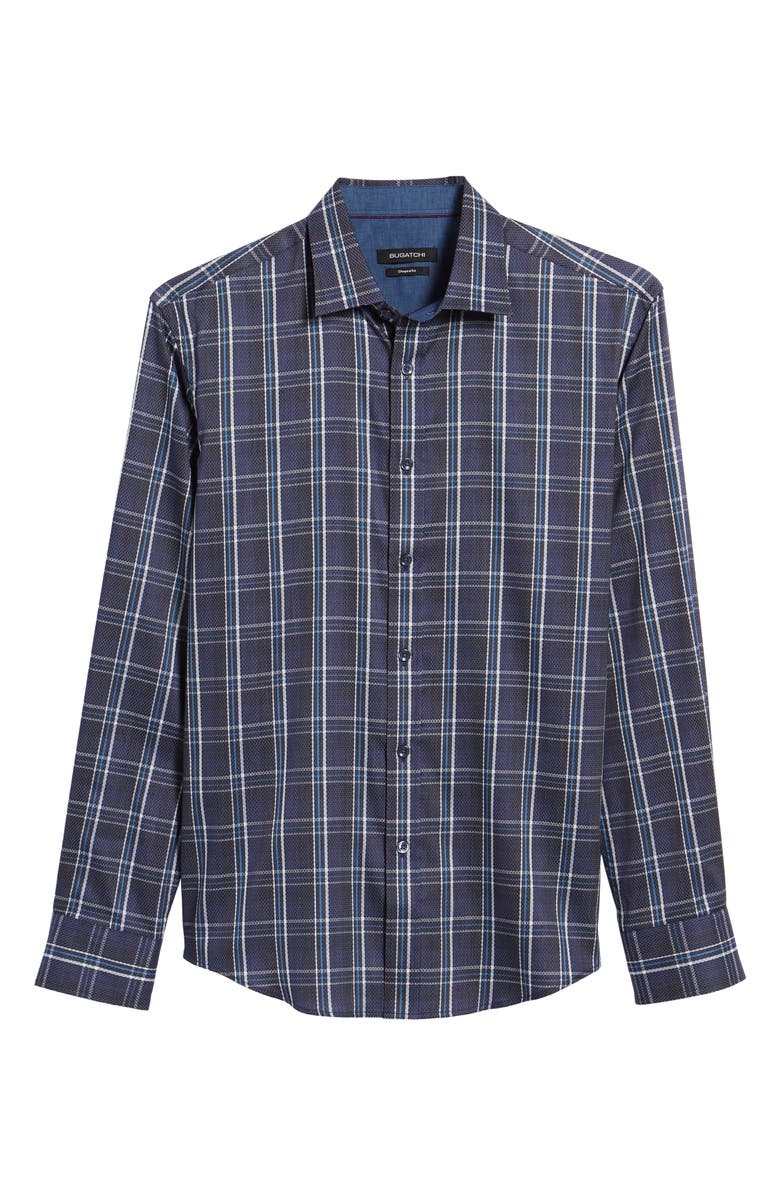 Bugatchi Trim Fit Diamond Weave Windowpane Sport Shirt, Alternate, color, 