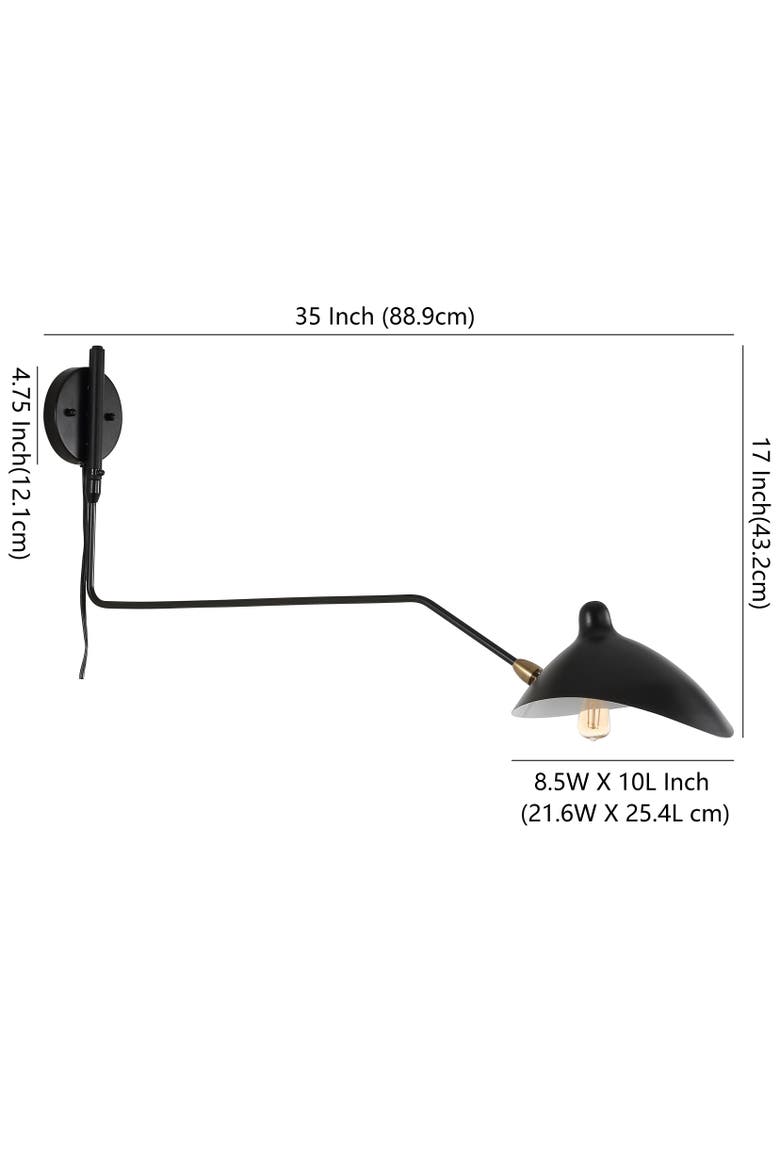Frank 35" Iron Retro Swing LED Wall Sconce, Alternate, color, Black/Brass Gold