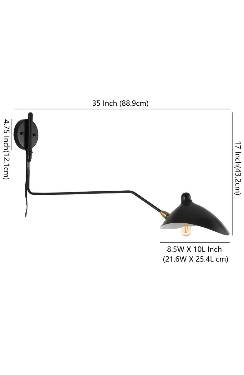 JONATHAN Y Frank 35" Iron Retro Swing LED Wall Sconce, Alternate, color, Black/Brass Gold