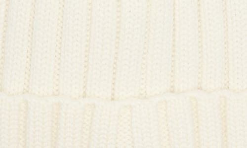 Moncler Logo Patch Rib Wool Beanie In White