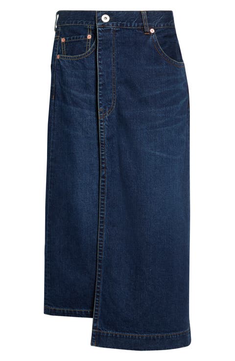 Asymmetric Denim Skirt