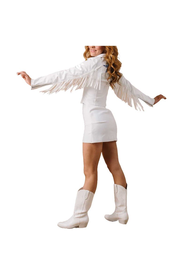 Women's White Dallas Cowboys Fringe Leather Full-Zip Jacket, Alternate, color, White