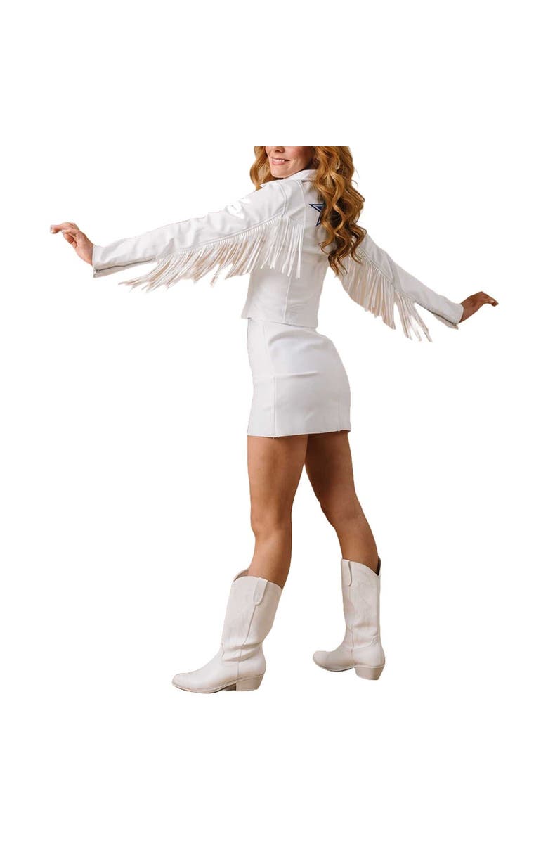 KADYLUXE Women's White Dallas Cowboys Fringe Leather Full-Zip Jacket, Alternate, color, White