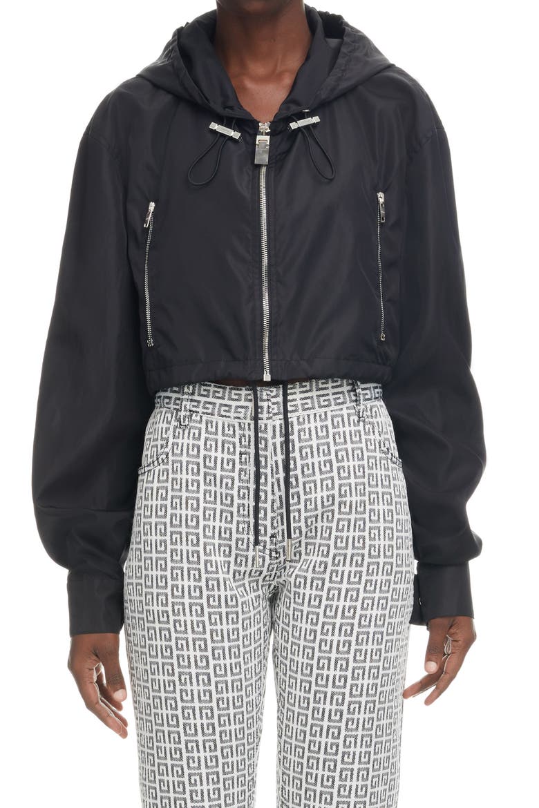 Logo Crop Windbreaker, Main, color, BLACK