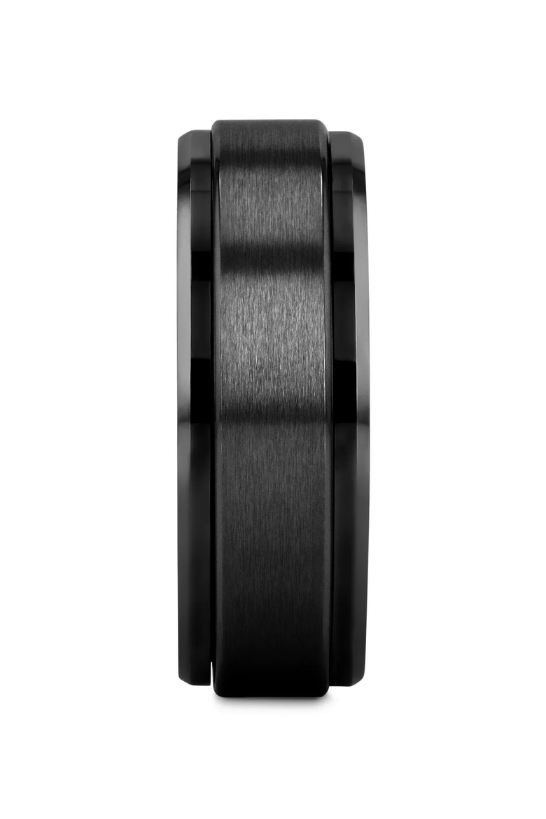 Revolve Tungsten Spinner Ring Brushed Center on Polished Base Comfort Fit, Alternate, color, Black Tungsten 8mm