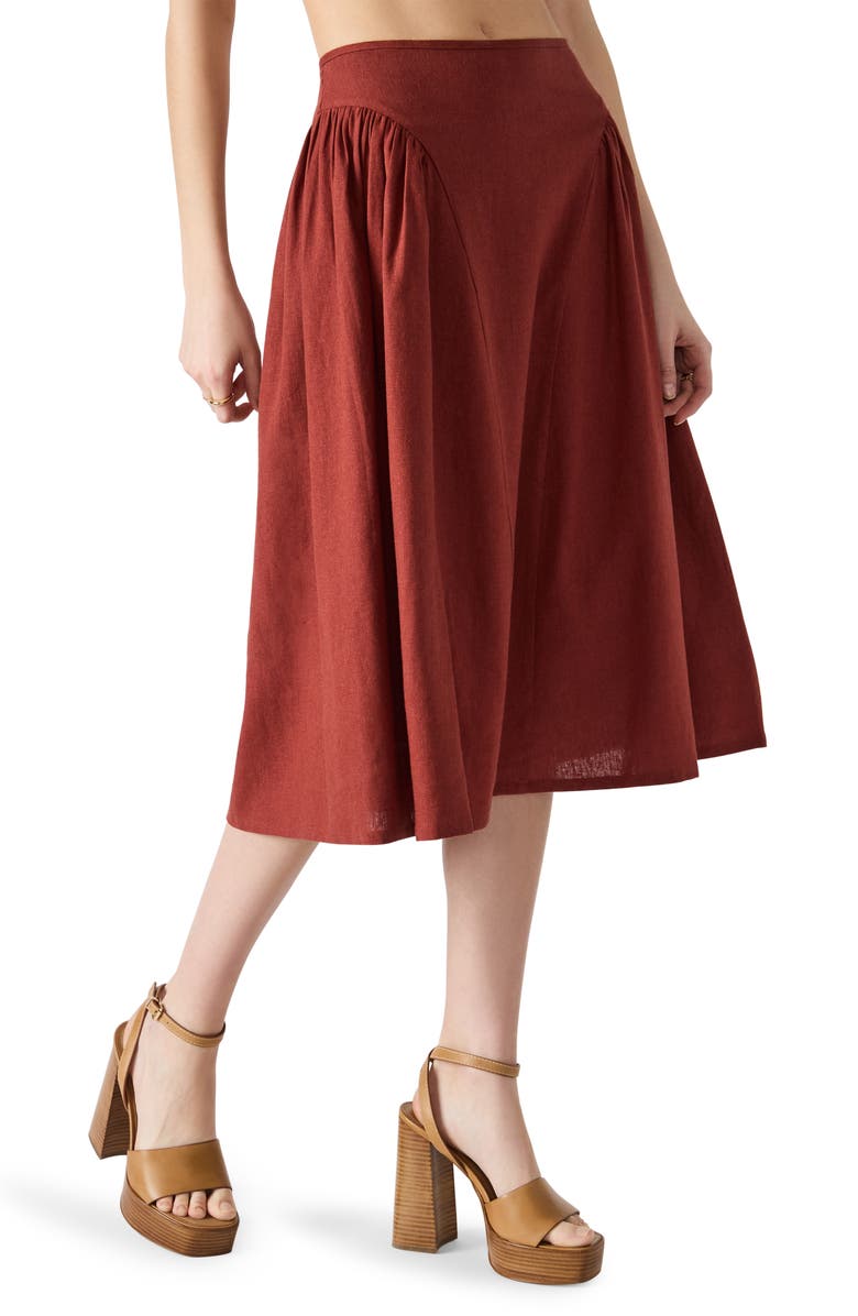 Steve Madden Brooklyn Linen Blend Skirt, Alternate, color, Dusty Brick
