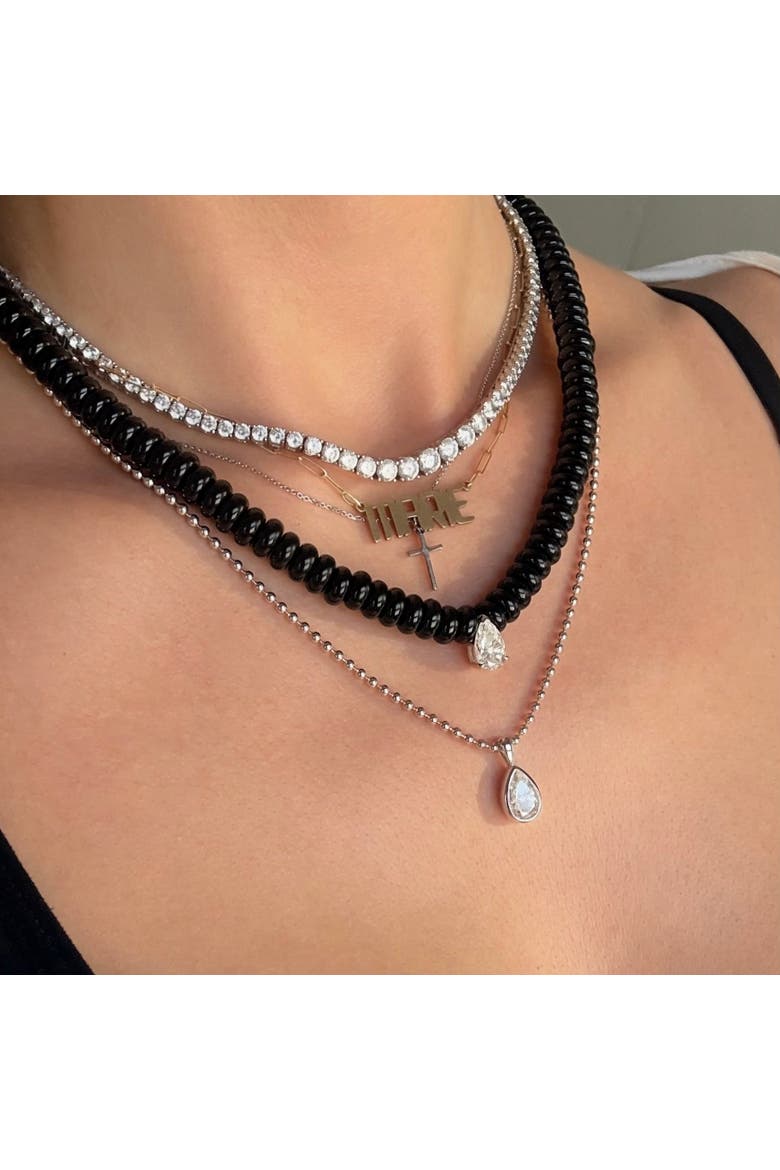 The Sloane Black Agate And Moissanite Necklace, Alternate, color, Black