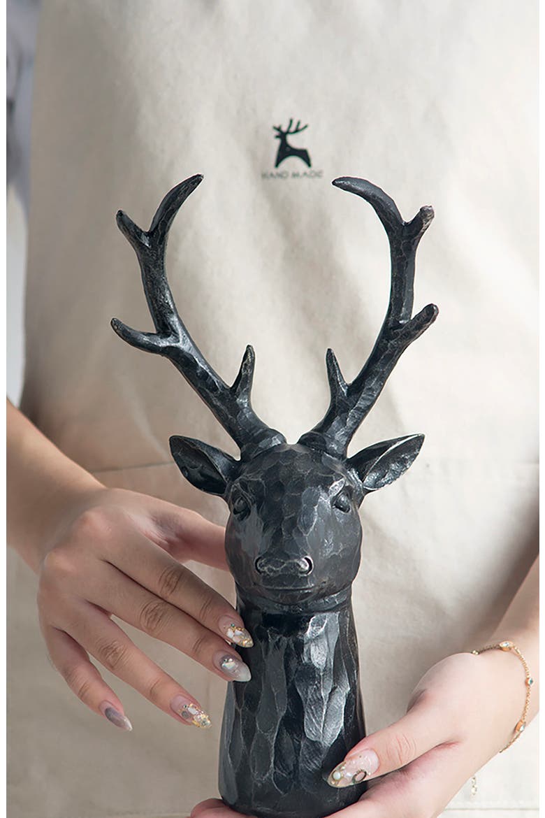 Deer Decorative Bust, Alternate, color, BLACK