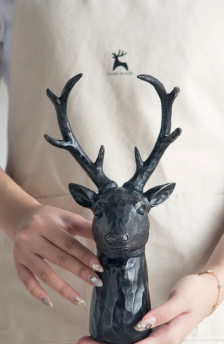 A & B Home Deer Decorative Bust, Alternate, color, Black