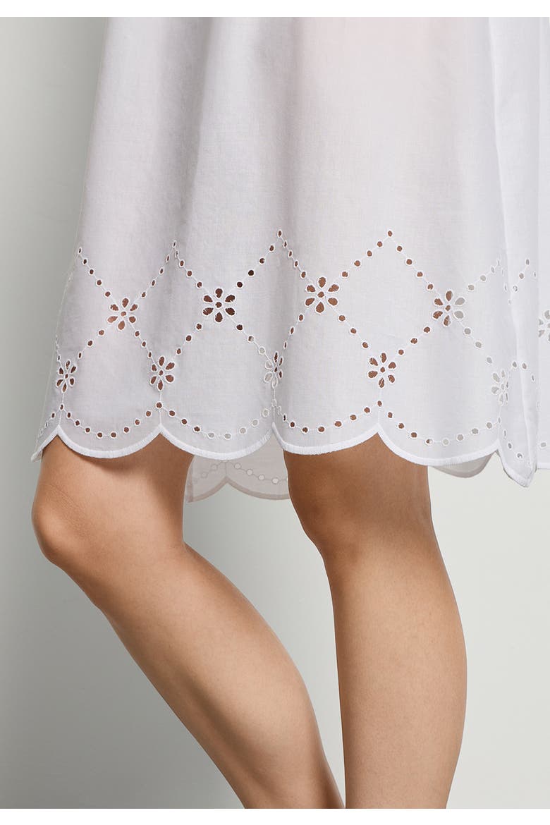 Lumi Scalloped Cotton Chemise, Alternate, color, White