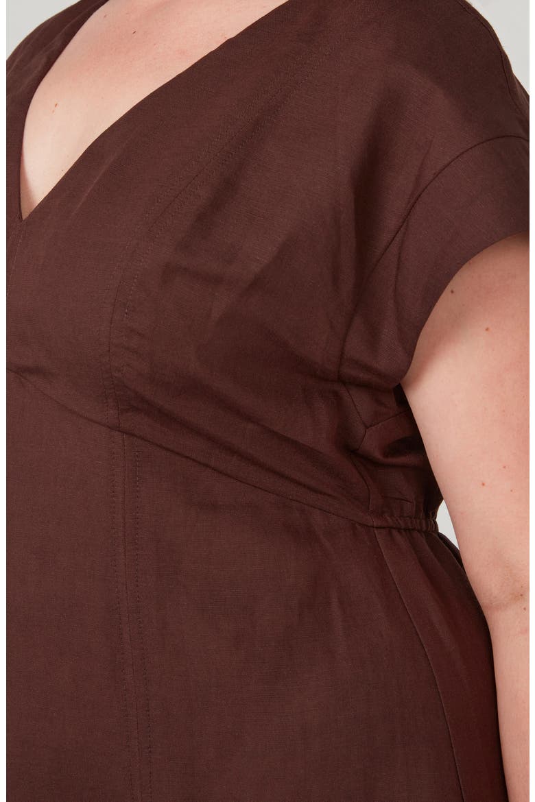 Aubrey Cutout Linen Blend Midi Dress, Alternate, color, CHOCOLATE