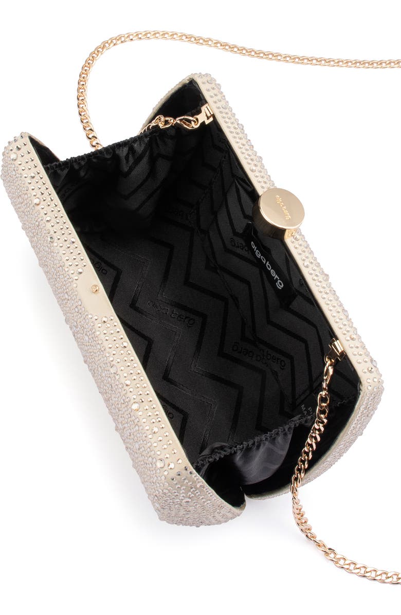 Olga Berg Carolina Crystal Frame Clutch, Alternate, color, Champagne