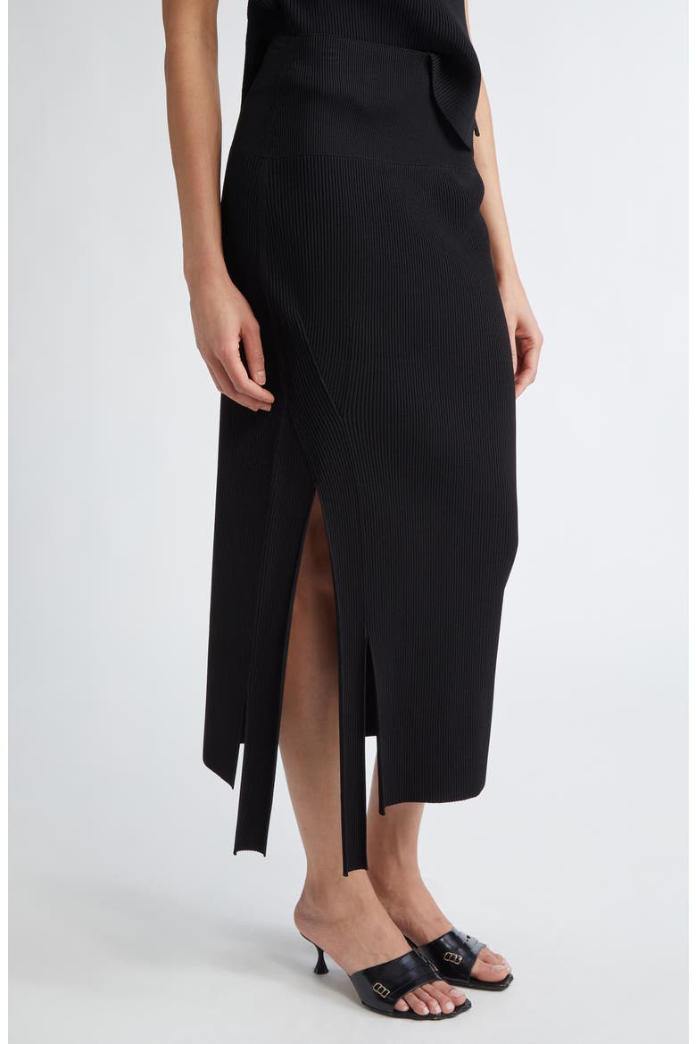 Multislit Rib Midi Skirt, Alternate, color, BLACK