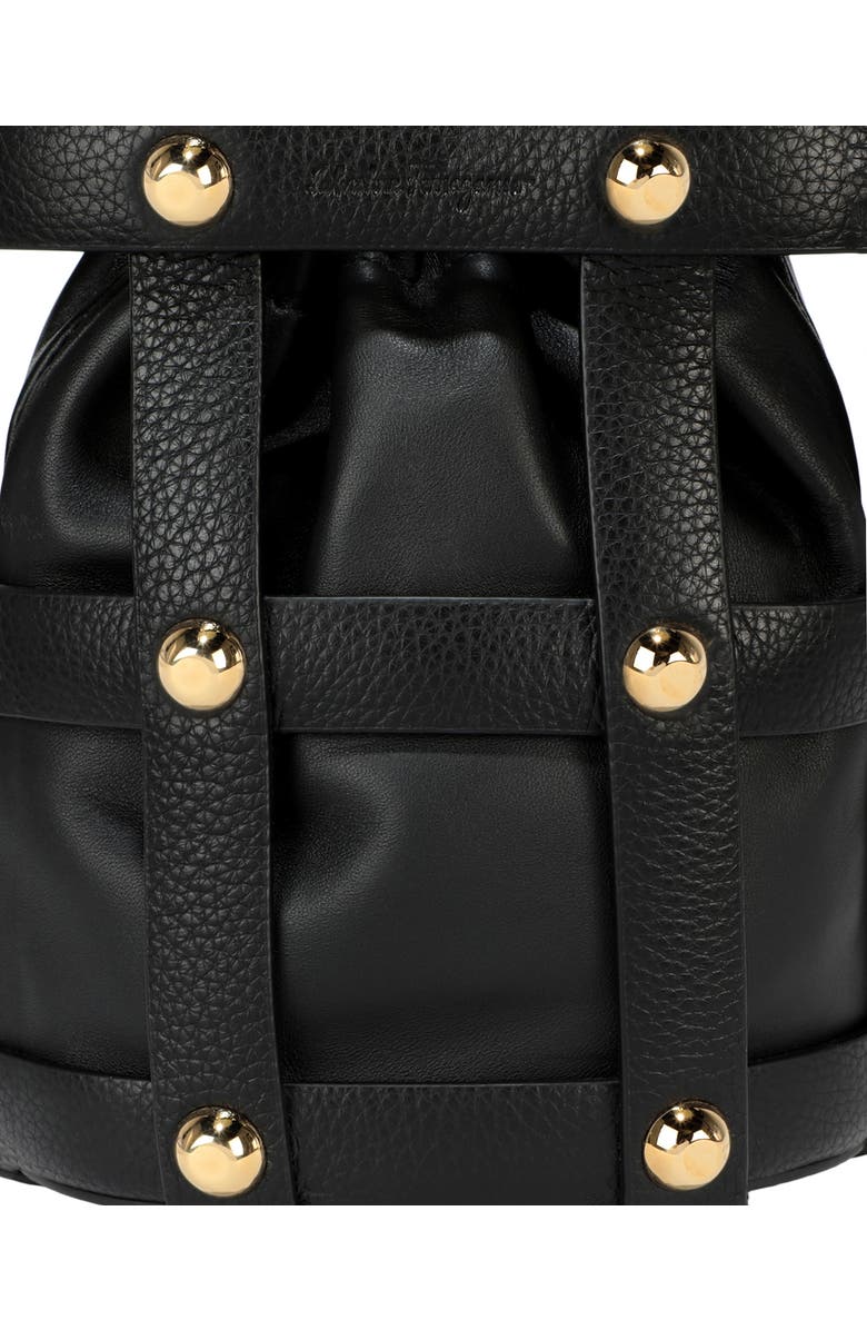 FERRAGAMO Drawstring Leather Shoulder Bag, Alternate, color, Black