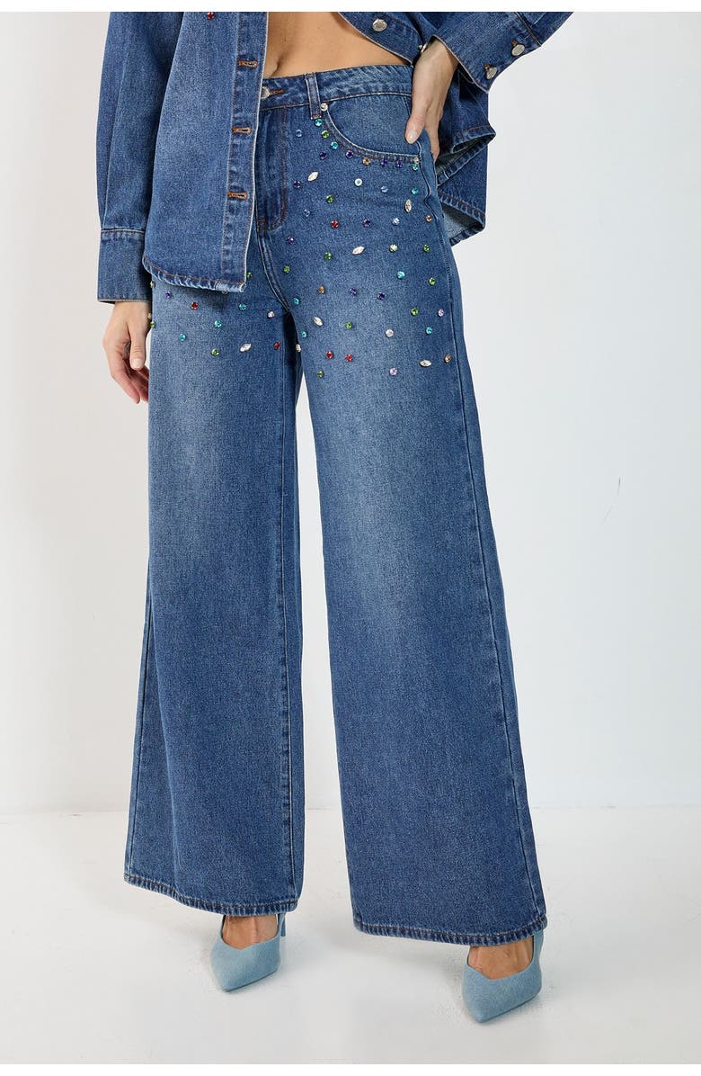 NASTY GAL Denim Jewel Baggy Jeans, Main, color, Authentic Midwash