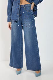 NASTY GAL Denim Jewel Baggy Jeans