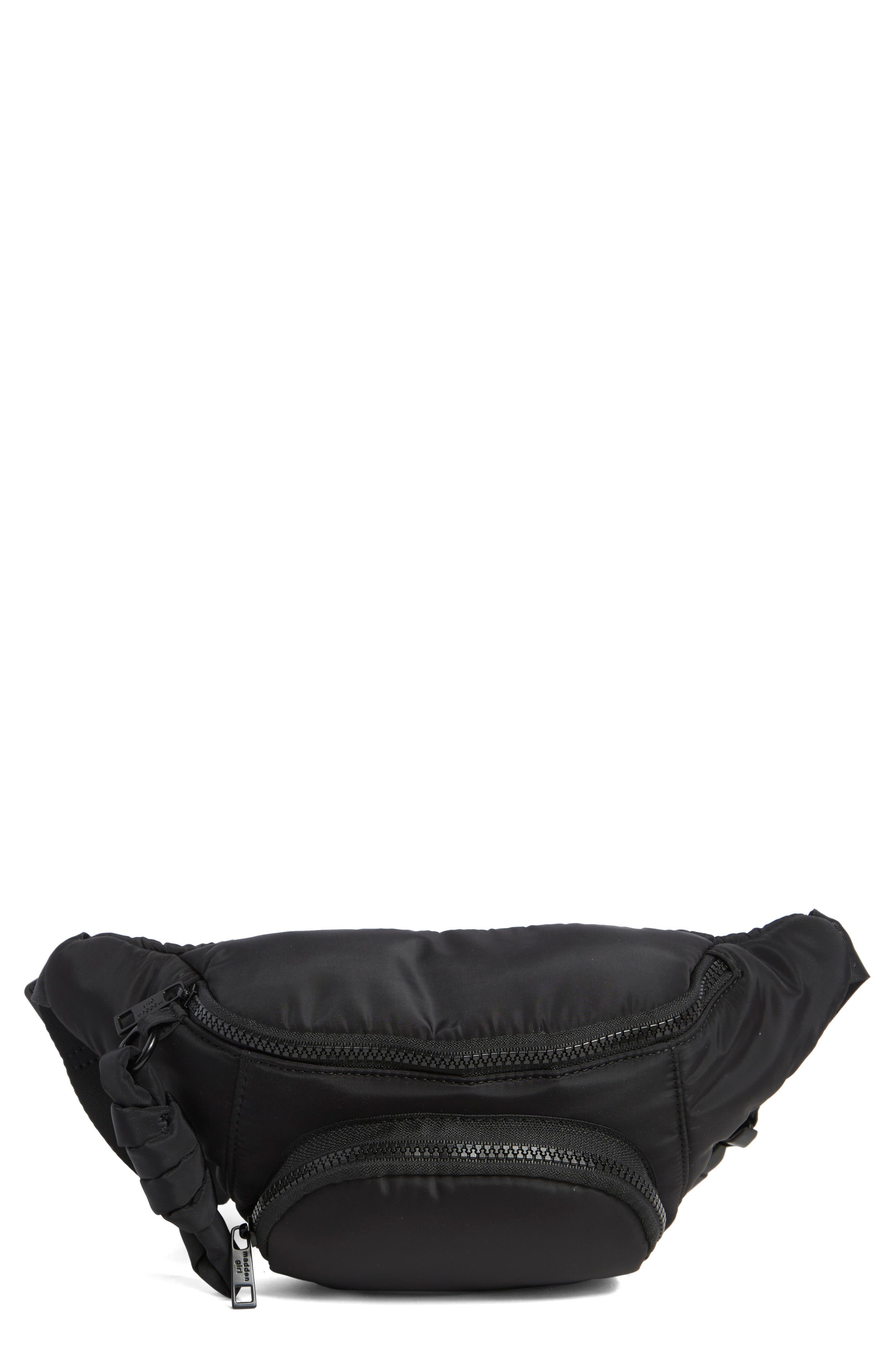 Madden Girl Padded Nylon Belt Bag, Main, color, 