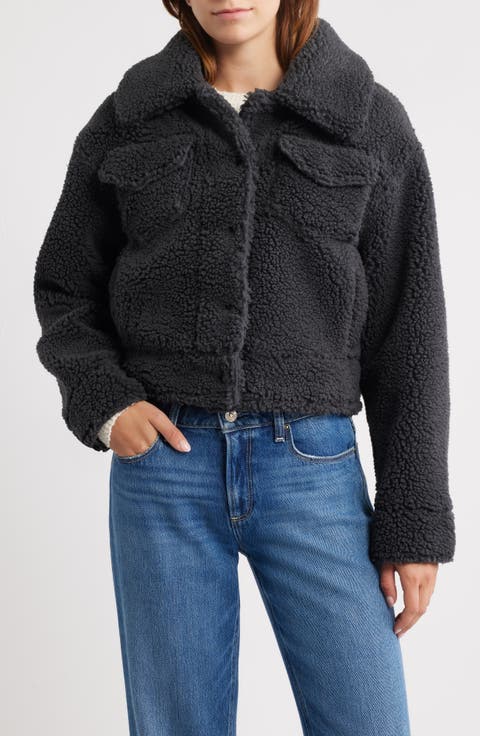 Frankie Faux Shearling Trucker Jacket (Regular & Plus)