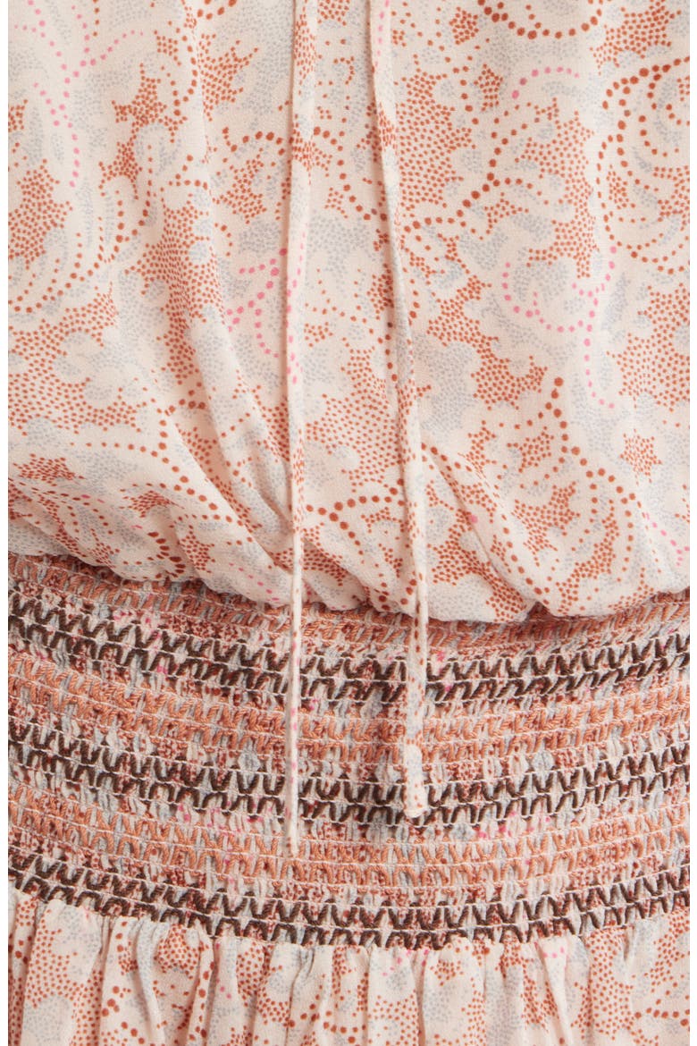 Smocked Minidress, Alternate, color, RUST PAISLEY