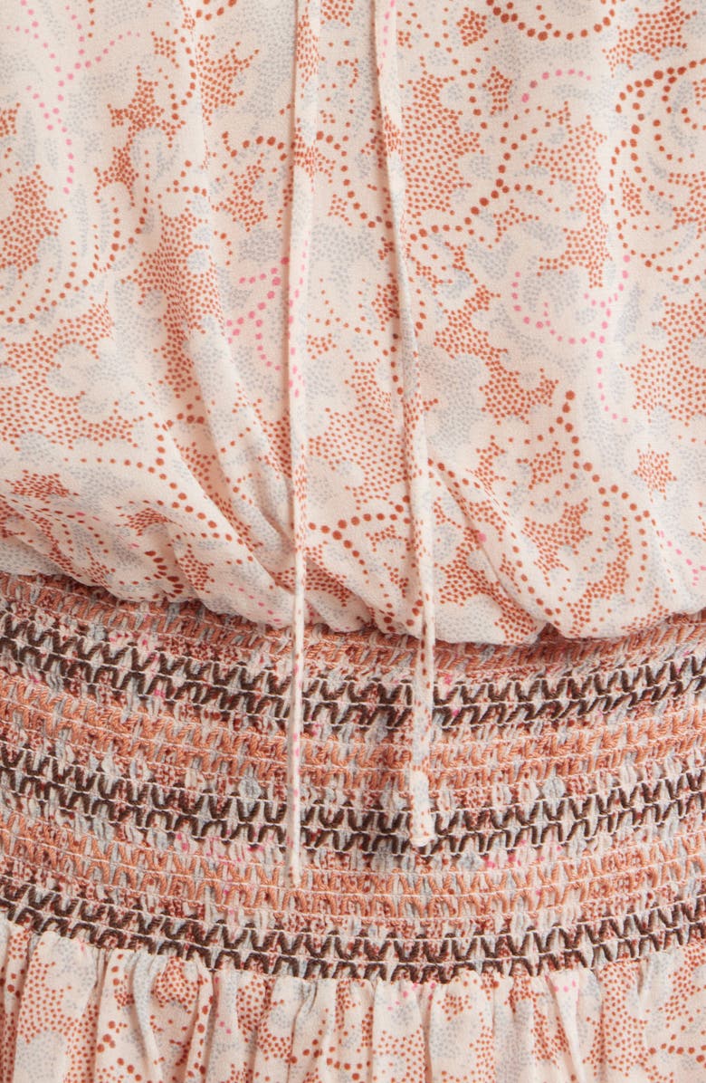 BOSS Orange Smocked Minidress, Alternate, color, Rust Paisley