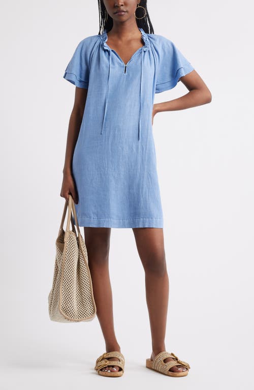 Treasure & Bond Flutter Sleeve Linen Blend Shift Minidress