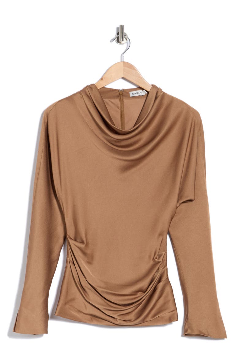 Victoria Draped Long Sleeve Top, Main, color, CHAI