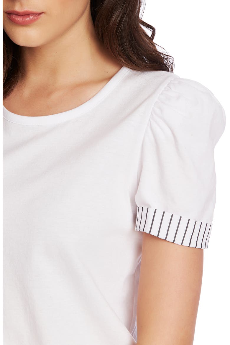 Puff Sleeve Tee with Contrast Cuffs, Alternate, color, ULTRA WHITE