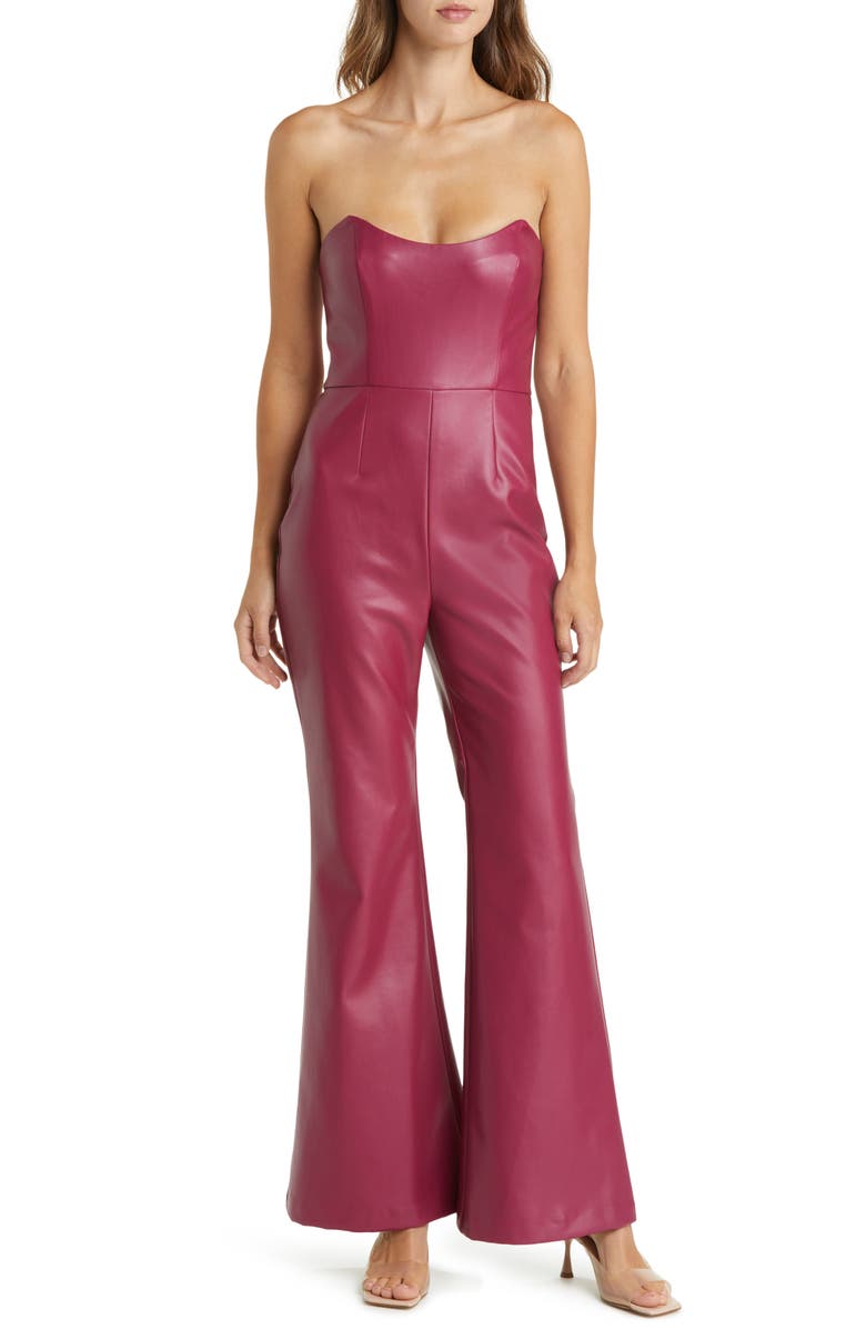 Hutch Kimper Faux Leather Strapless Jumpsuit, Main, color, 