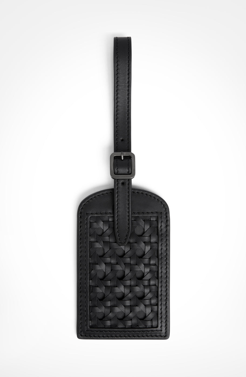 Aviteur Paglia di Vienna Weave Calfskin Luggage Tag in Black 