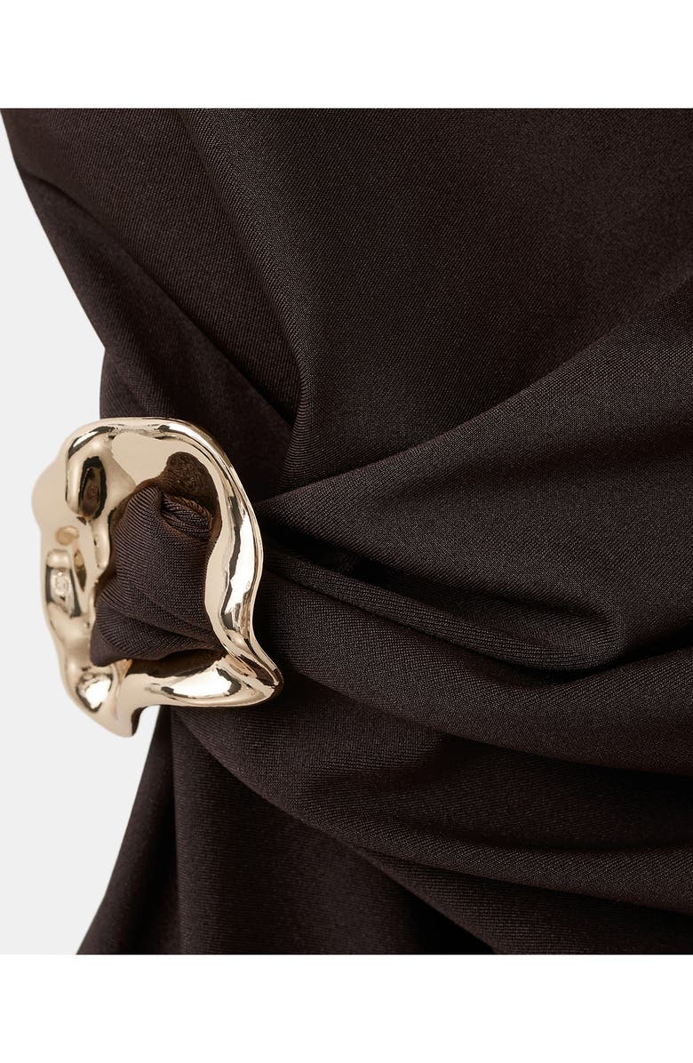 MANGO Metallic O-Ring One-Shoulder One-Piece Swimsuit, Alternate, color, Brown