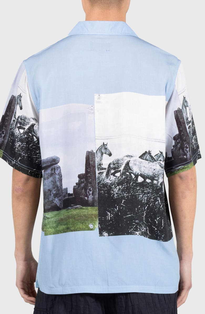 PLEASURES Stone Horse Camp Shirt, Alternate, color, Powder Blue