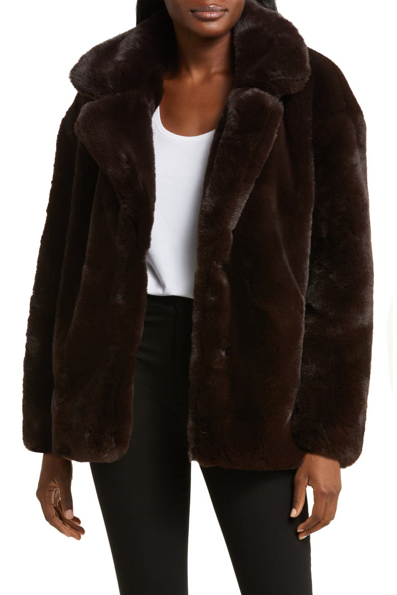Faux Fur Coat, Main, color, AMERICANO