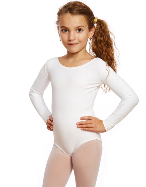 Leveret Girls Long Sleeve Leotard In White