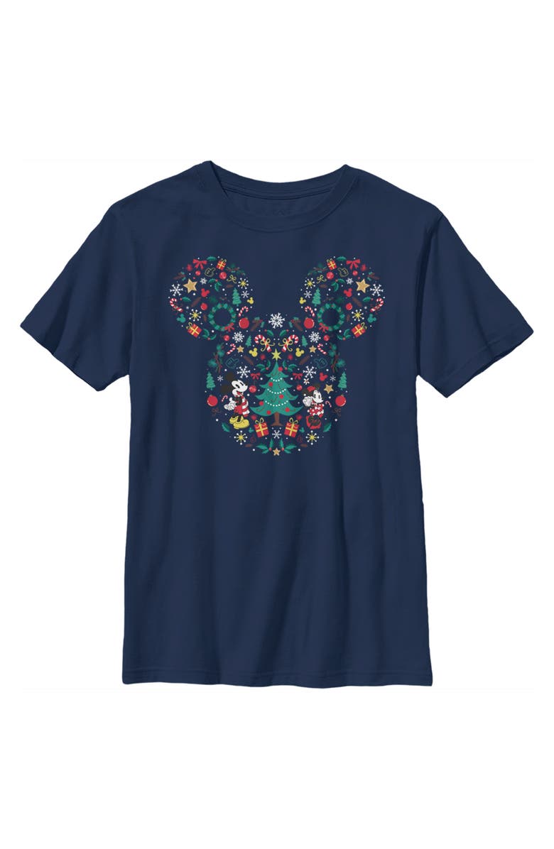 Mickey & Friends Boy's Mickey & Friends Christmas Wonderland Icon Collage  Graphic T-Shirt, Main, color, Navy Blue