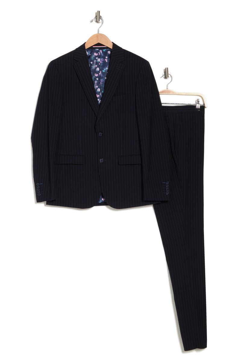 SOUL OF LONDON Navy Pinstripe Two Button Notch Lapel Suit, Alternate, color,