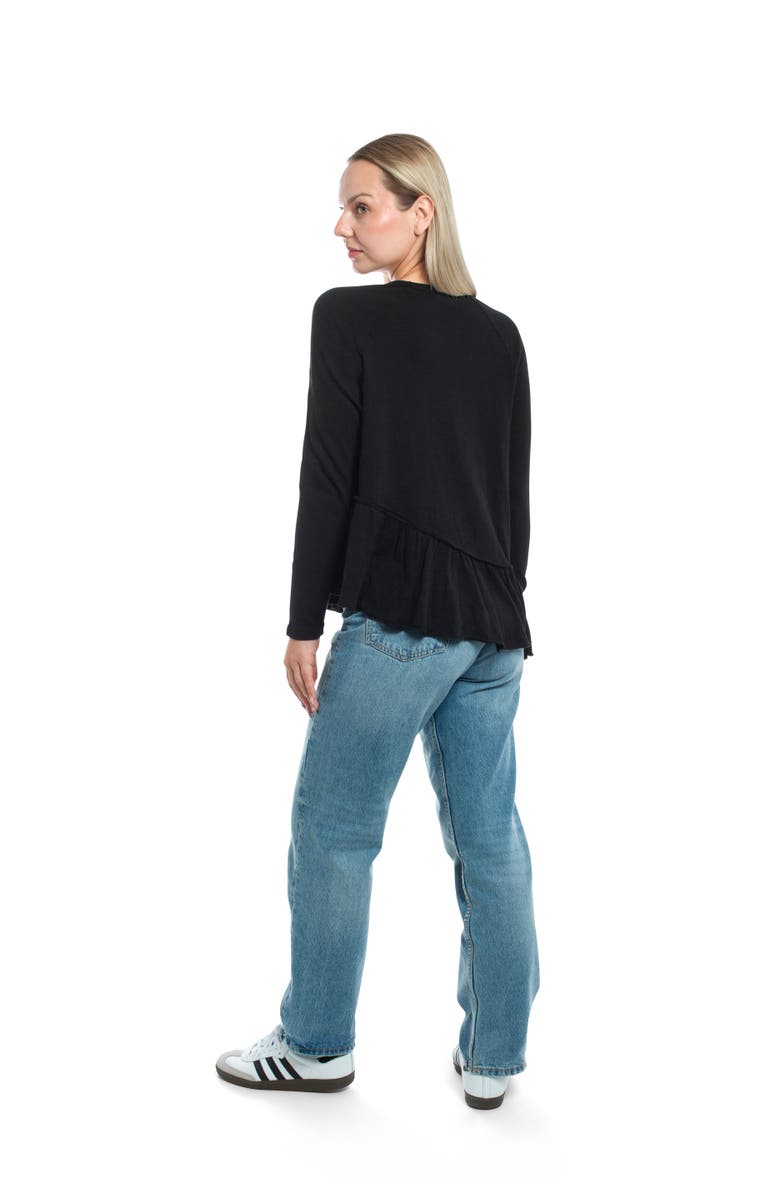WILT Clothing Raglan Long Sleeve Asymmetric Peplum Hem Tee, Alternate, color, Black