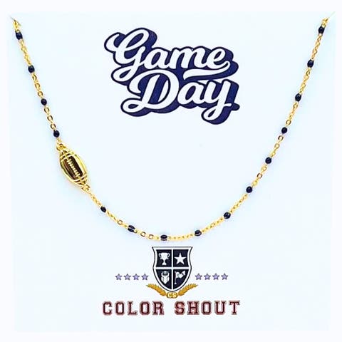 Game Day Side Set Football Necklace with Enamel Beads