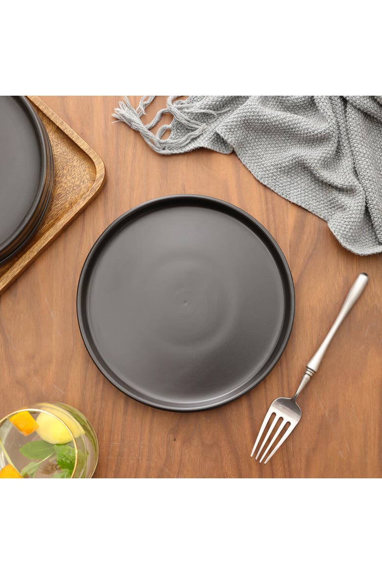 Celina Stoneware 4-Piece Salad Plate Set, Main, color, Black